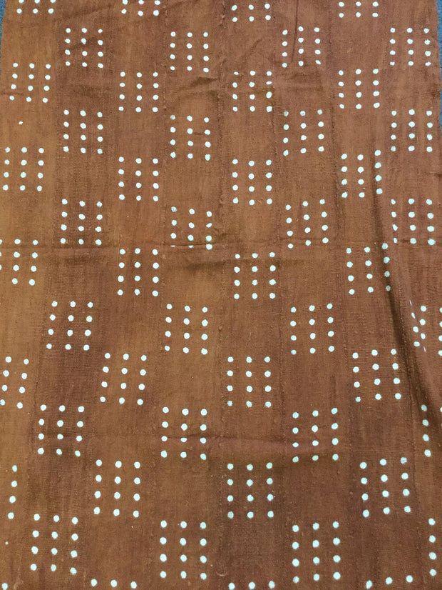 White Dotted Squares on Rust Mudcloth