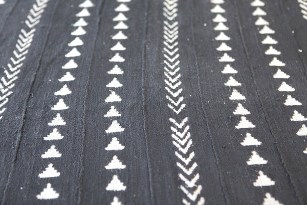 Different Directions on Navy Mali Mudcloth Fabric.