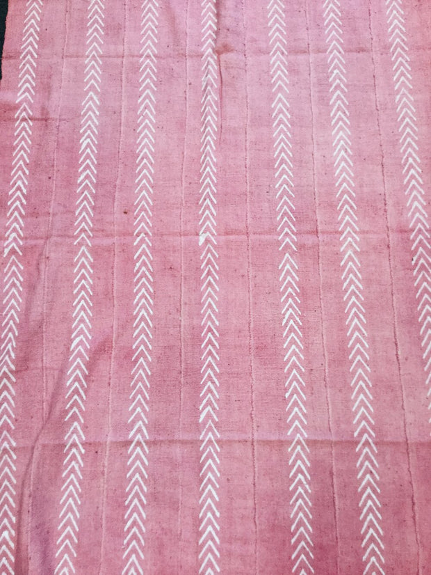 White Chevrons on Pink African Mudcloth.