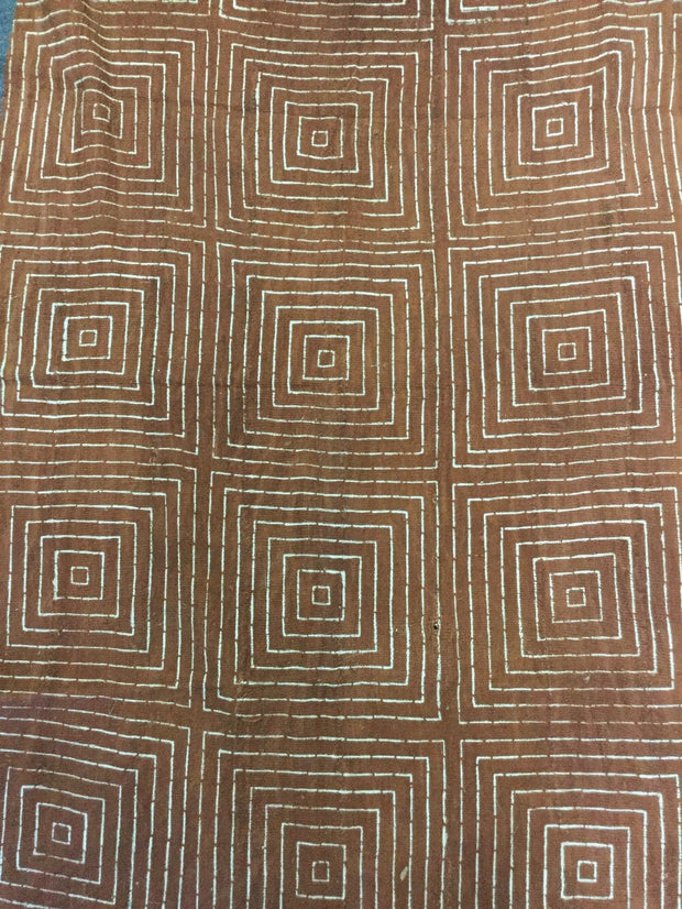 Geometric Squares on Rust Mudcloth