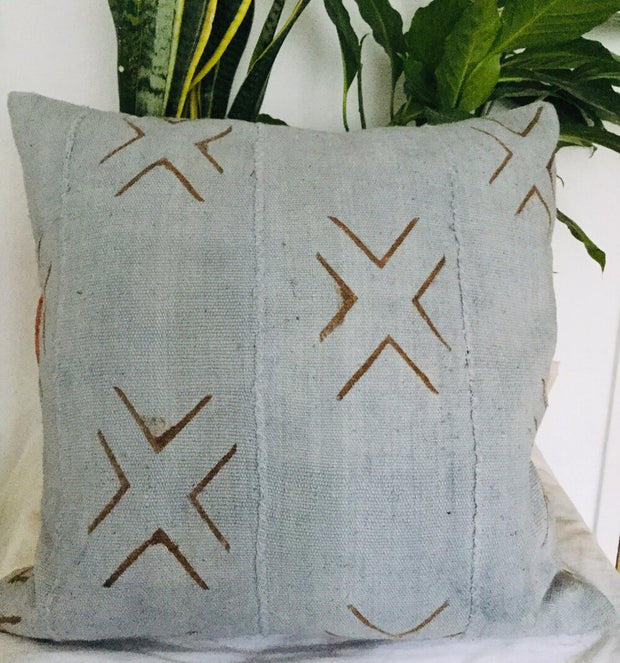 Brown Crosses on Grey Pillowcase