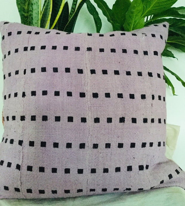 Purple Squares on Grey Pillowcase