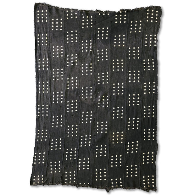 White Dotted Squares on Black Mudcloth