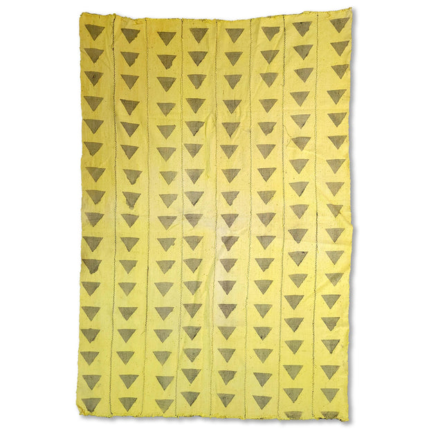 Large Grey Triangles on Yellow Mudcloth