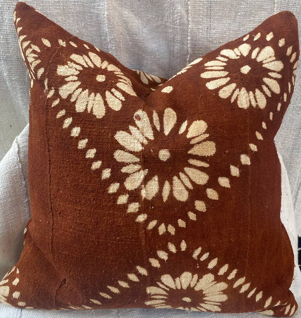 Flowers on Rust Pillowcase