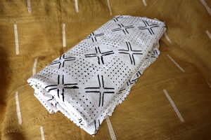 White Mucloth Fabric with Dots.