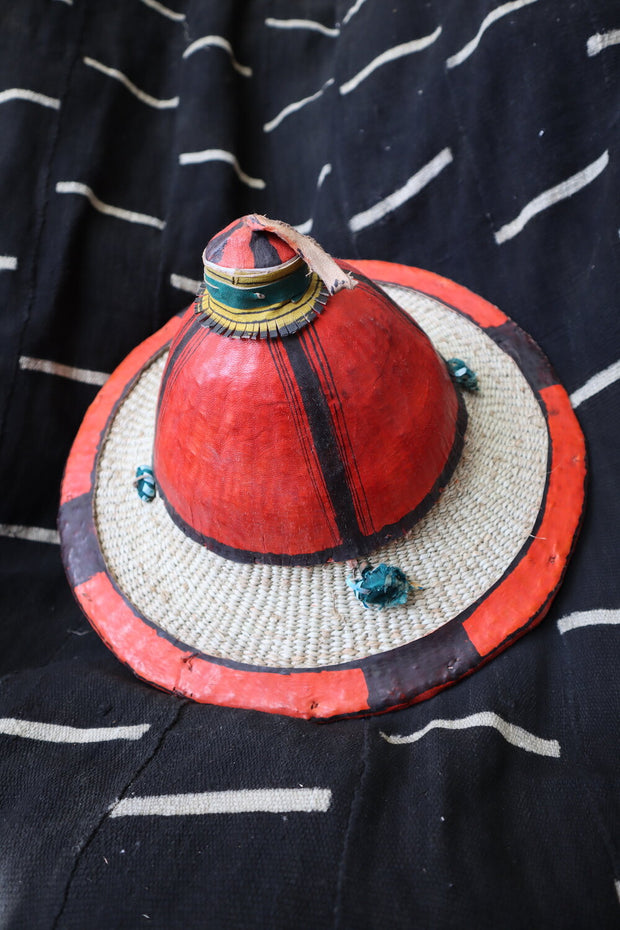 Orange Rounded Fulani Hat.