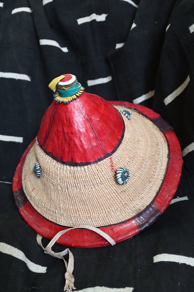 Red colour Large Fulani Hat.