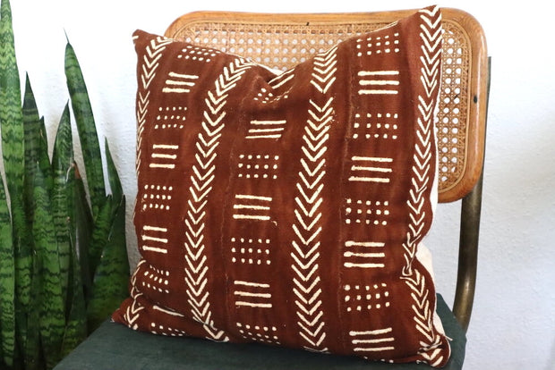 Multi-Patterns on Dark Rust Pillowcase