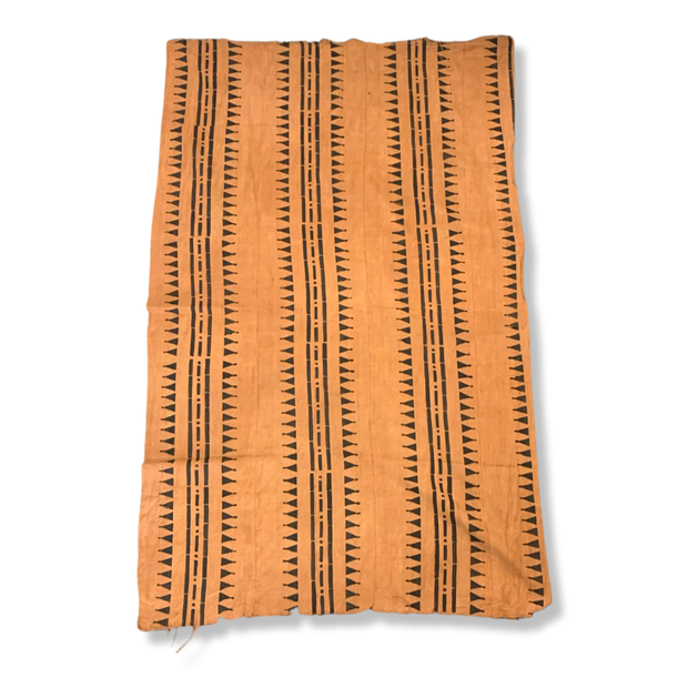 Orange with Lines and Triangles Mudcloth