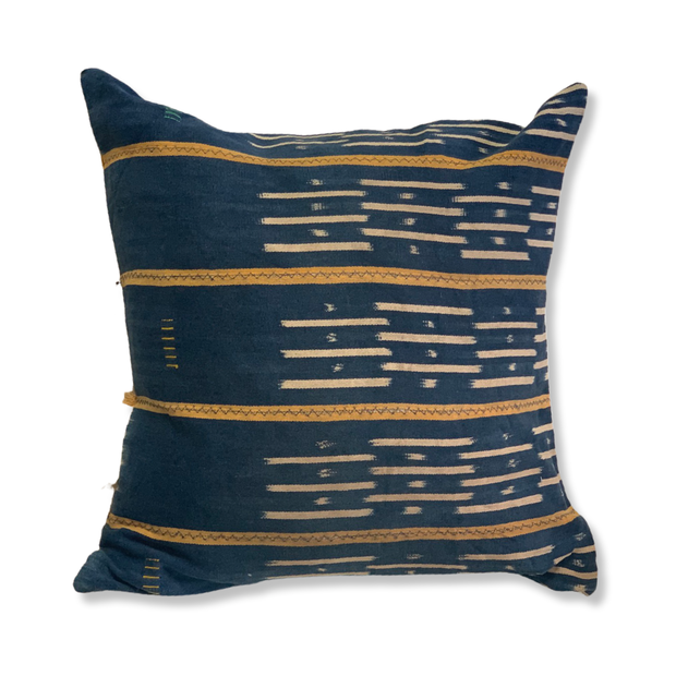 BAOULE MUSTARD AND BLUE PILLOWCASE