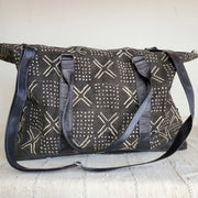 Large Black Mudcloth Travel Bag (Preorder)