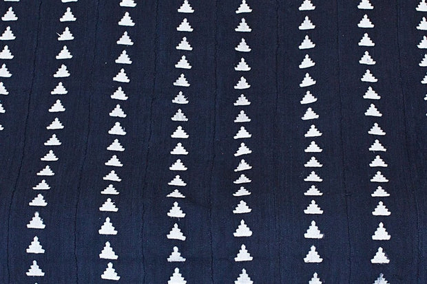 Triangles on Navy Mali Mudcloth Fabric.