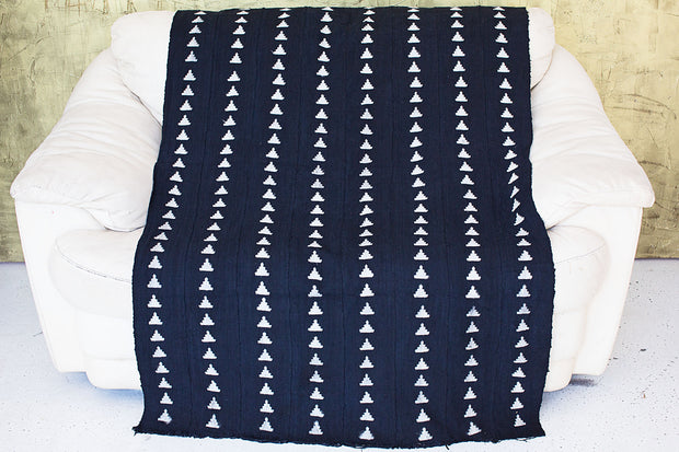 Triangles on Navy African Mudcloth Fabric.