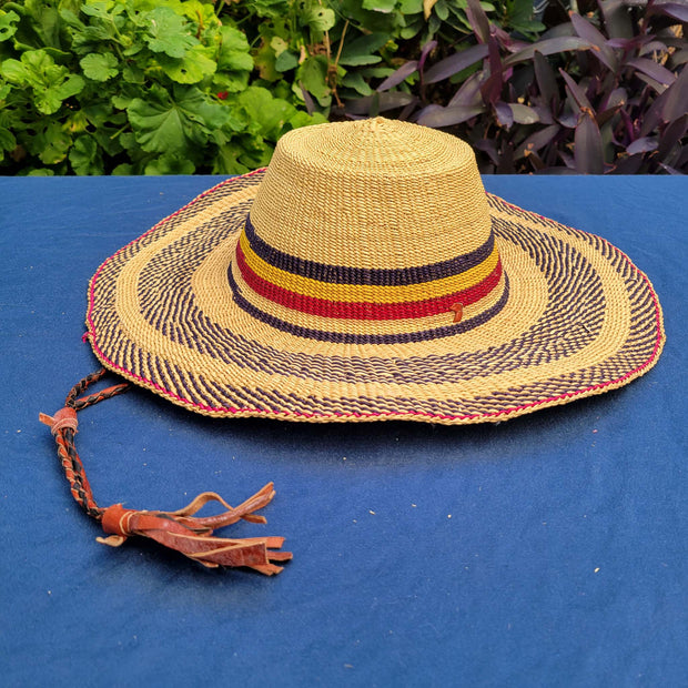 Purple, Red, and Yellow Stripes Straw Hat