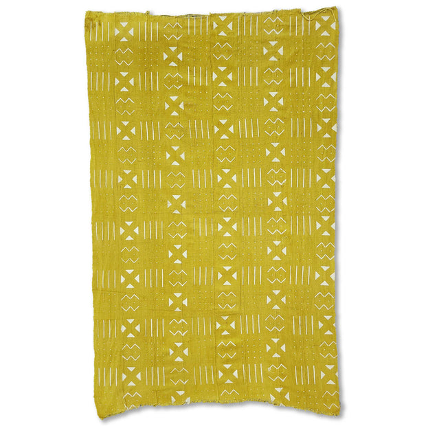 White Assorted Patterns on Mustard Mudcloth