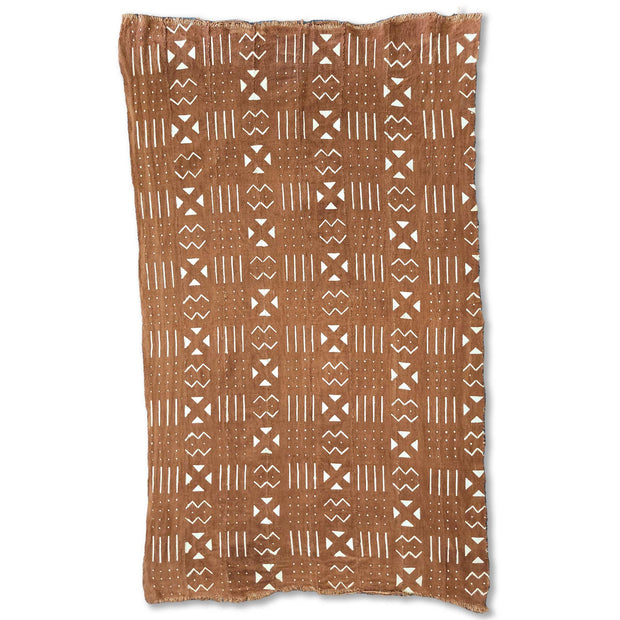 White Assorted Patterns on Rust Mudcloth