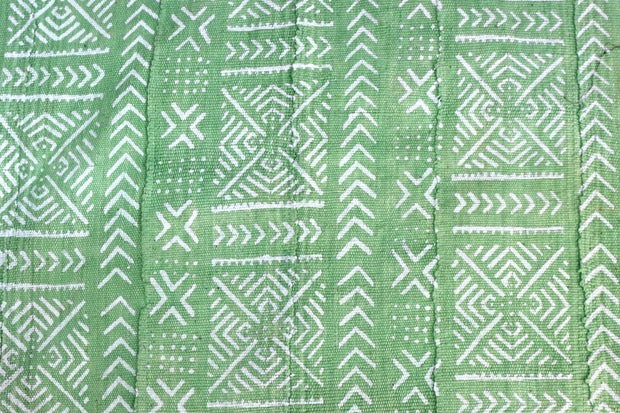 Multi-Patterned on Light Green Mudcloth