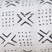 X's and Squared Dots On White Lumbar Mali Mudcloth Fabric.