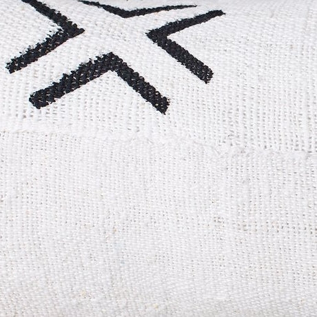 Large Crosses on White African Mudcloth Fabric.