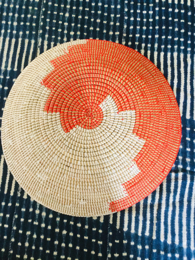 Red and White Jagged Waves Senegalese Basket