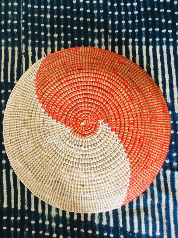Red and White Waves Senegalese Basket