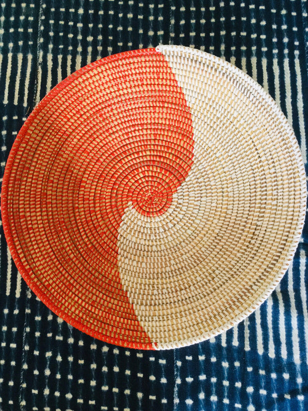 Red and White Waves Senegalese Basket